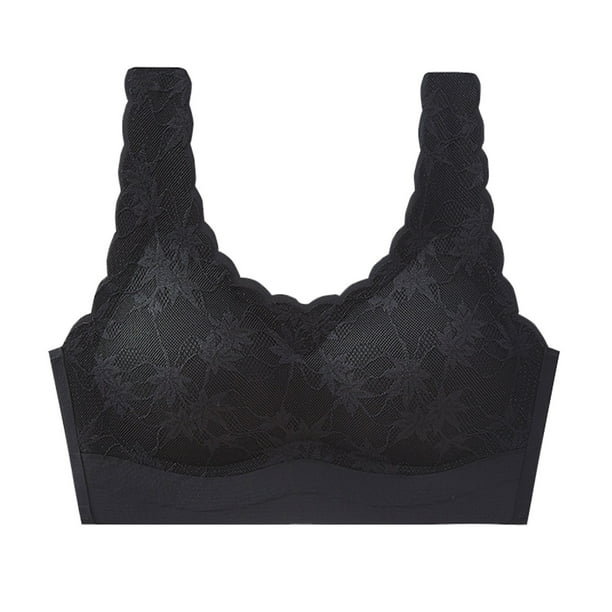Gibobby Sujetador de copa de fijo con anillo de transpirable y cómodo de verano para mujer Sujetadores para mujer(Negro,G)