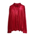 thumbnail image 5 of XIAONU Mens Metallic Shiny Button Up Shirt Long Sleeve Collared Pullover Blouse Lightweight Disco Party Night Out Tops, 5 of 7