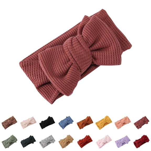 Bmisegm Baby Headband Bows Oversized Knotted Knitted Headwear with Floral Embellishment for Toddler Girls Hair Accessories for Girls 0-3T E,One Size