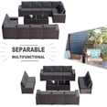 thumbnail image 4 of Gotland Outdoor Patio Furniture Sectional Conversation Set 12Pcs Rattan Wicker 10 Cushion Table Grey, 4 of 7