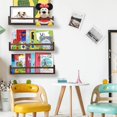 thumbnail image 4 of Nursery Book Shelves 24 in Set of 3 Walnut Floating Bookshelf for Kids Room Wall Mounted Floating Shelves Solid Nursery Bookshelf Perfect Decor for Kitchen Bedroom Living Room, 4 of 7