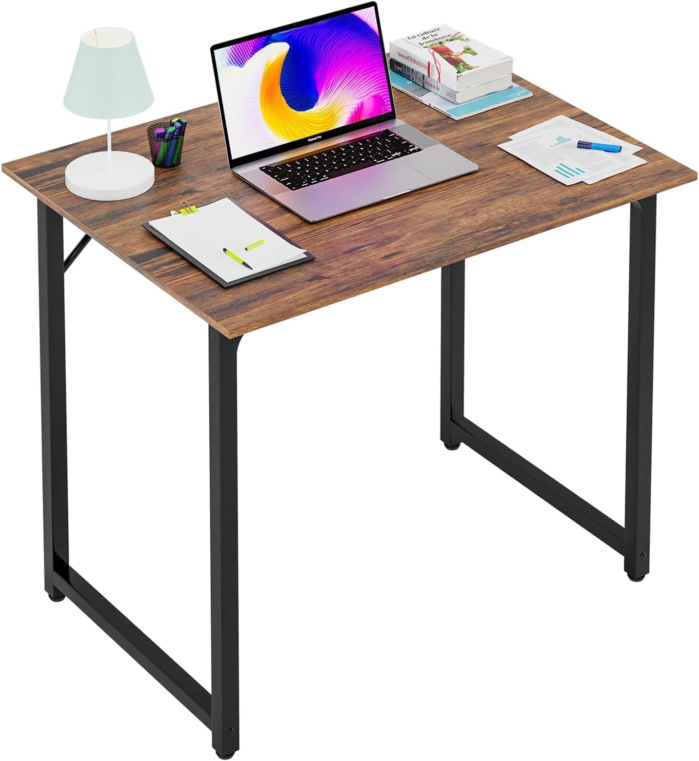 BestOffice 32 Inch Computer Desk With Metal Frame, Vintage photo 1
