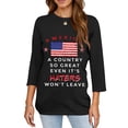 thumbnail image 4 of 250th Anniversary USA Shirts for Women Casual 3/4 Sleeve USA Flag Print Tshirts Crew Neck 4th of July Patriotic Tunic Tops Independence Day Celebration Party 1776-2026 Blouses, M, 4 of 5