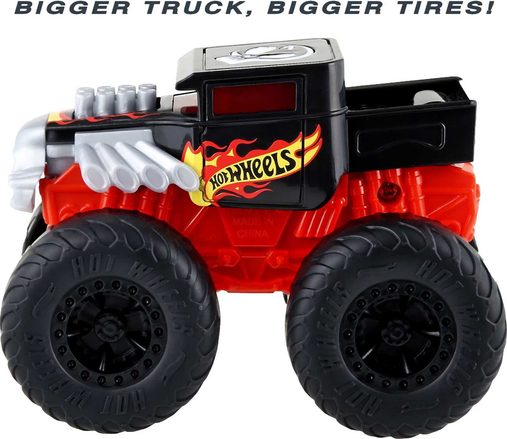 Hot Wheels Monster Trucks Roarin' Wreckers, 1:43 Scale Bone Shaker Toy Truck with Lights & Sounds
