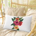 thumbnail image 4 of Pink Red Yellow Hibiscus Pillow Covers, Linen Long Throw Pillow Case, Farmhouse Tropical Floral Holiday Pillow Protector Decorative Cushion Cover for Living Room/Bedroom 16" x 24", 4 of 8