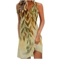 thumbnail image 2 of Ovzne Robes pour Femmes Robe d'Été Robe Décontractée Ample Mode Rétro Imprimée Sans Manches Col en V Robe Courte Sans Manches Col en V Robe de Printemps Imprimée Liquidation, 2 of 6