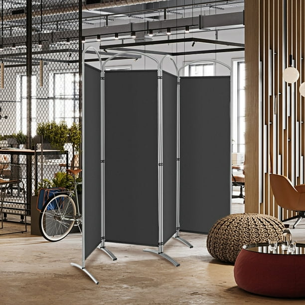 Costway Biombo Plegable de 4 Paneles Separador de Espacios de Pantalla de Tela para Porche Oficina Sala de Estar 221 x 51 x 188 cm