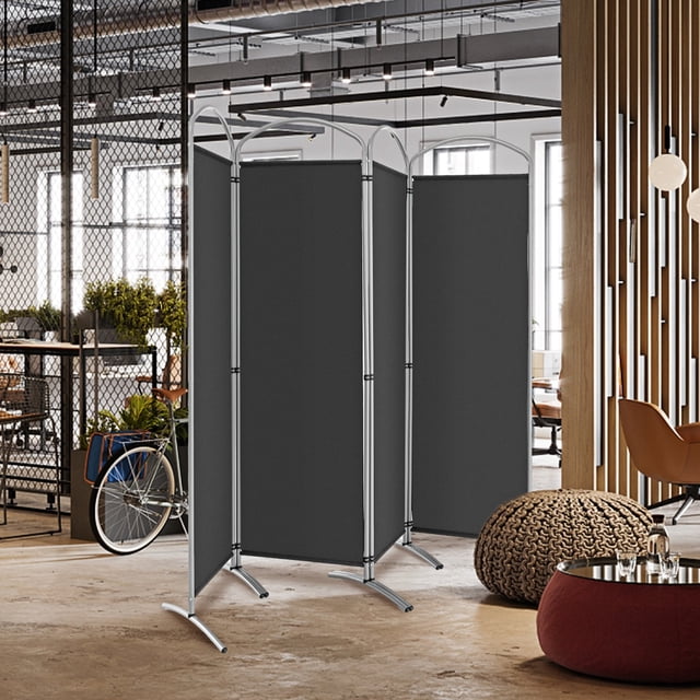 Costway Biombo Plegable de 4 Paneles Separador de Espacios de Pantalla de Tela para Porche Oficina Sala de Estar 221 x 51 x 188 cm