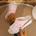 thumbnail image 4 of Espadrilles for Women Breathable Knit Band Slip on Slides Wedge Sandals Lightweight Casual Beach Shoes Platform Heels Pink Size 7, 4 of 6