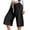 Black, variant on Corduroy Capri Pants for Women Summer Elastic Waist Drawstring Wide Straight Leg Casual Cropped Pants with Pockets
