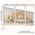 thumbnail image 3 of 3pcs Wrapped Canvas Wall Art Set, Art Deco Classic Modern Style, Portrait Orientation, Pine Wood Frame, Ink on Canvas, with "The Last Supper" Religious Theme, for Living Room, Bedroom, Home Office,, 3 of 4