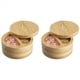 thumbnail image 1 of 2X Caja de Condimentos con Tapa Giratoria Salero de Bambú con Tapa y Cuchara, Salero y Pimentero de 2 Compartimentos, Doble de 6 Onzas, 1 of 5