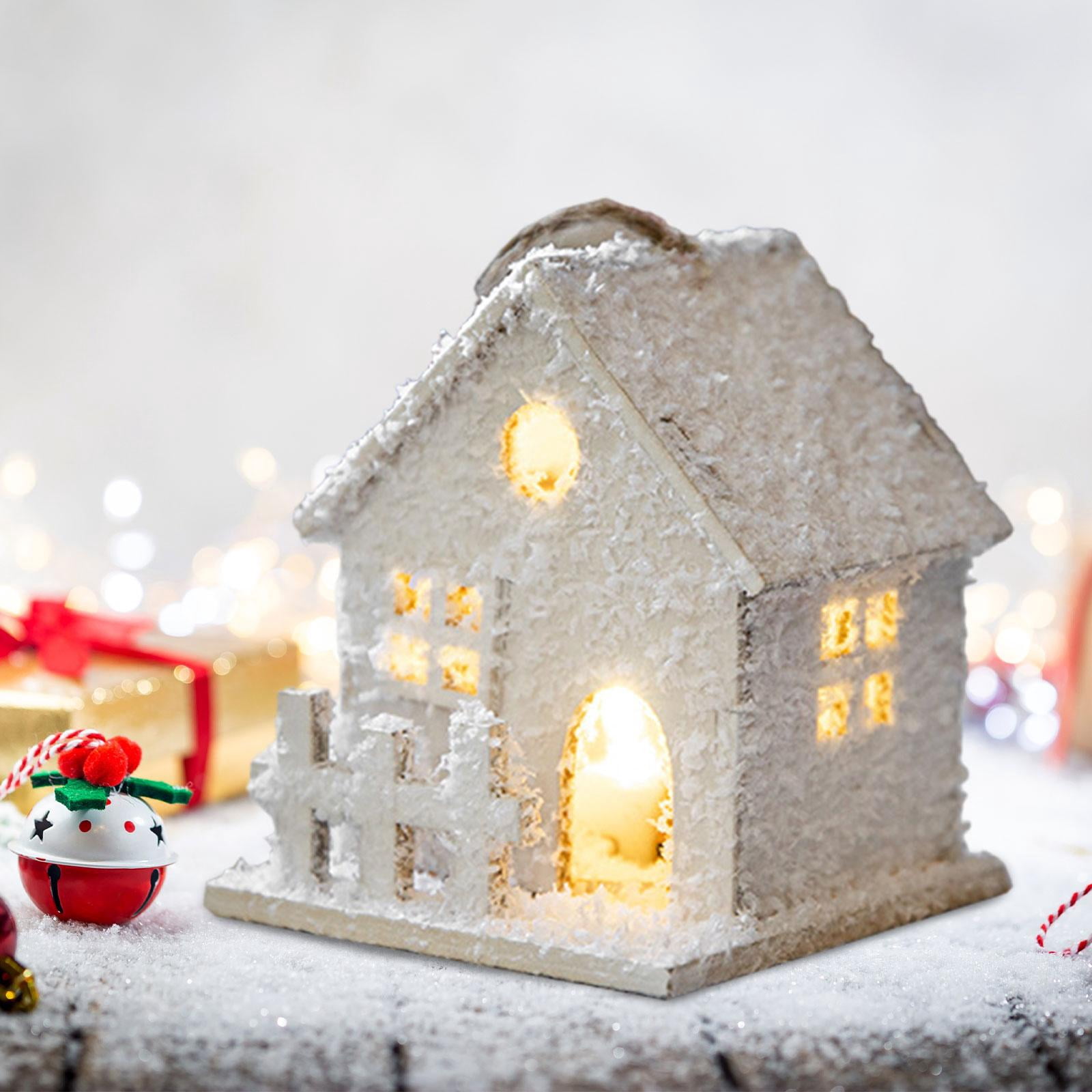 Adorno Navideño Casa De Pueblo Acrílico - Decoración Para árbol De Navidad, Ventana O Coche - Incluye Lazo Para Colgar