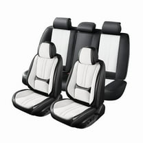 Car Seat Covers Full Set for Nissan Titan 2003-2025,Breathable Nappa Leather Luxury Automotive Interior Accessories with Lumbar Support Black and White