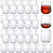 40-Pack Plastic Stemless Wine Glasses, 12 Oz Unbreakable Plastic Drinking Cups for Home, Office, Bars, Wedding, Party, Clear