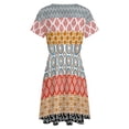 thumbnail image 5 of Water Color Bohemian Pattern Multi Colour Sundress Short Sleeve Dress Summer Women Clothes Dress for Women Dresses, 5 of 7