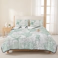 thumbnail image 3 of Full Quilt Set 78''x90'', Green Coastal Lightweight Bedspread Coverlet Set with 2 Pillow Shams, Sea Turtle Nautical Coral Summer Beach Breathable All Season Quilt Bedding for Bedroom/Guest Room, 3 of 9