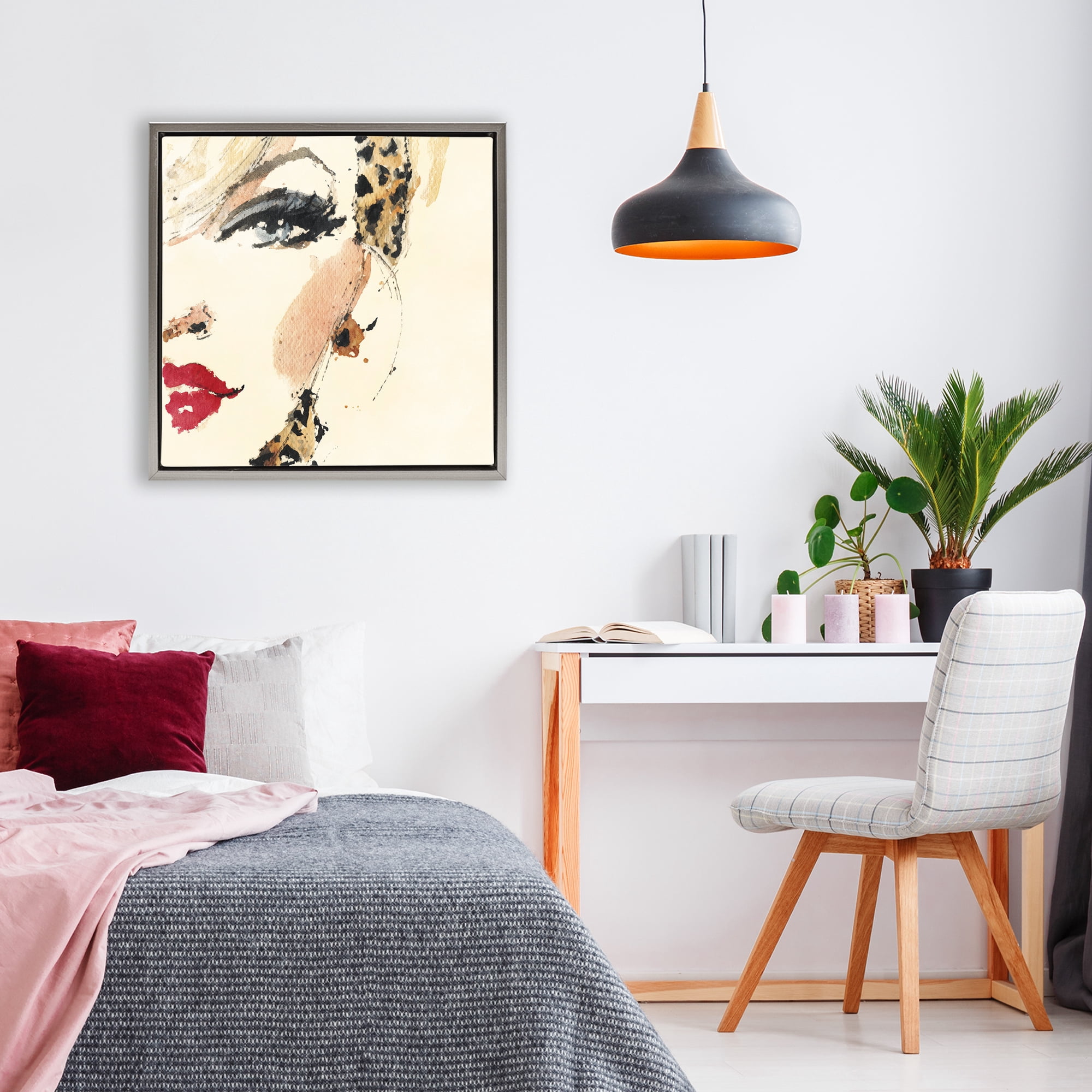 Stupell Industries Crimson Enigma Lipstick Gray Framed Floater Canvas Wall Art, design by Svetlana Aleynikova
