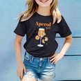 thumbnail image 2 of PMVFHDE Hauts pour Fille Tendance Manches Courtes Tunique Manches Courtes pour Sortir Carnaval Enfants Imprimé Col Rond T-Shirt Manches Courtes Noir, 6-7 Ans, 2 of 4