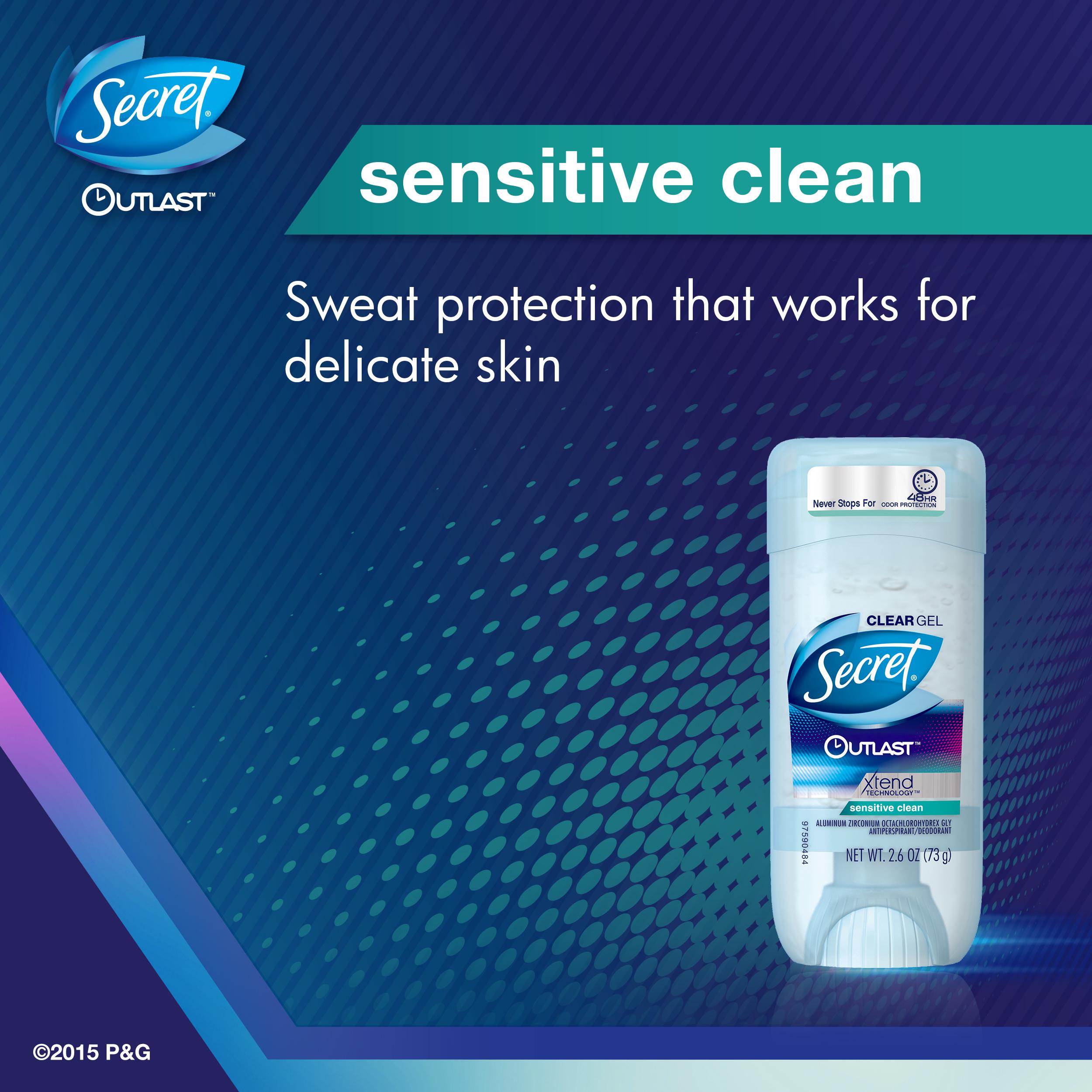 Secret Outlast Clear Gel Antiperspirant Deodorant for Women Sensitive Clean 2.6 oz - image 4 of 13