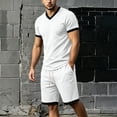 thumbnail image 6 of Gytharion 2 Piece Summer Tracksuits for Men V Neck Short Sleeve Shirt with Drawstring Elastic Waist Shorts Sets Soild Color Athletic Outfits, 6 of 8