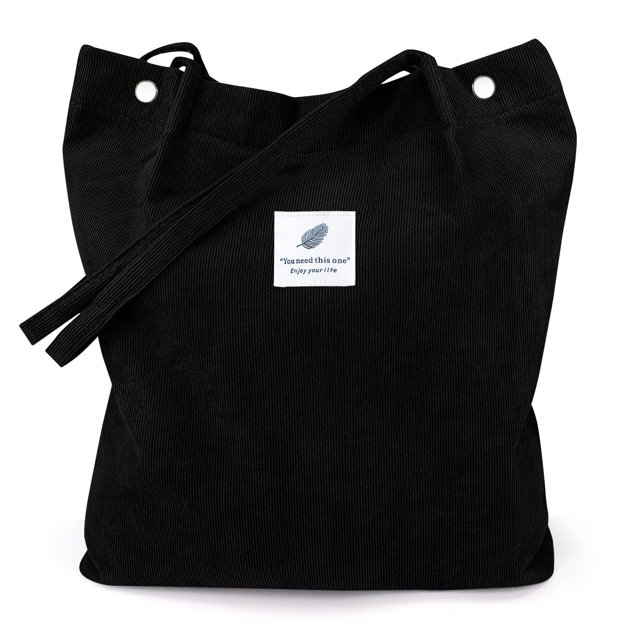 Bolsa de mano LHMTQVK de pana, reutilizable, negra, para mujer
