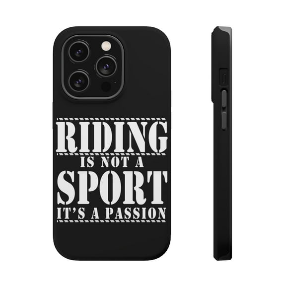 DistinctInk Tough Case for Apple iPhone 15 PRO (6.1" Screen), Compatible with MagSafe Charging - Riding is A Passion - horses