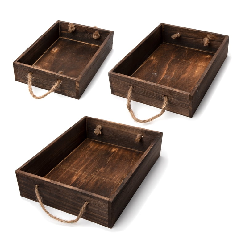 Hello Hobby Rustic Barn Brown Wooden Nested Tray Set photo 2