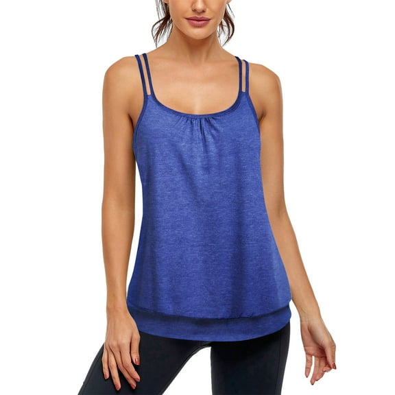 Aayomet Workout Tops Workout Crop Tops for Women Cropped Racerback Halter Neck Shirts Sleeveless Yoga Tops Pack,Blue XXL