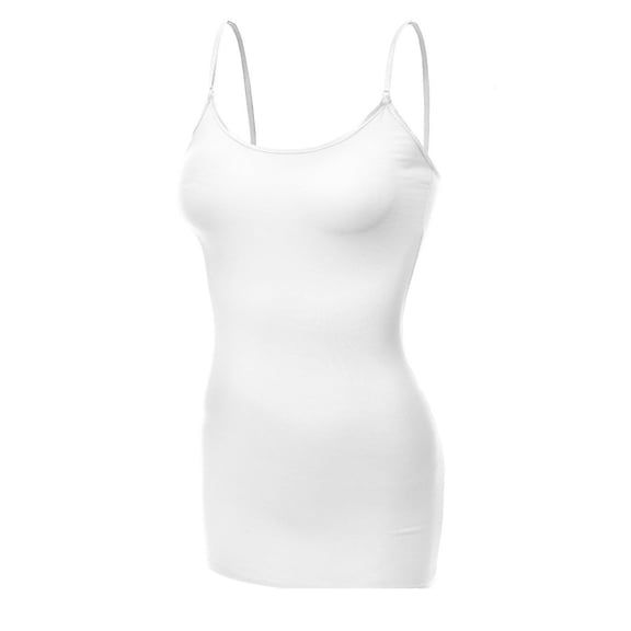 Essential Basic Women's Basic Casual Long Camisole Cami Top Plus Sizes - White, 3XL