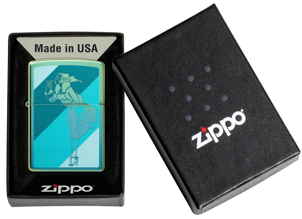 Zippo Windy Design High Polish Teal Pocket Lighter