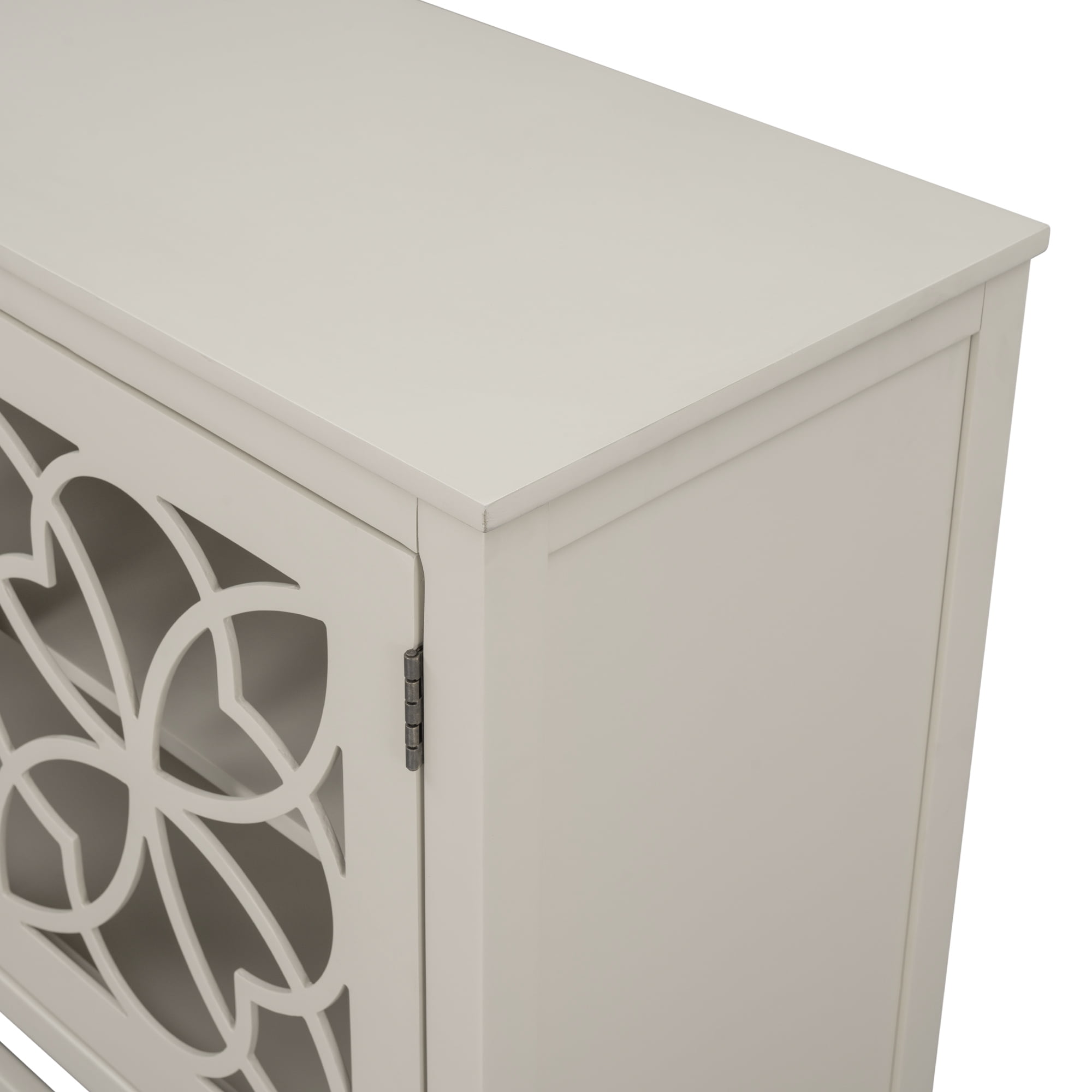 Aukfa Wood Sideboard Buffet Cabinet with Doors and Adjustable Shelf, Cream White