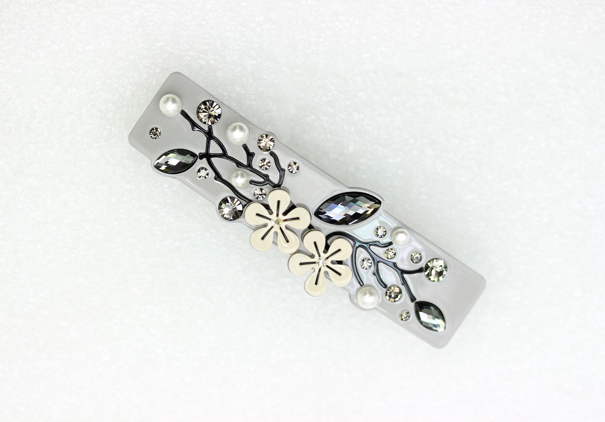 Faship Premium  Black Cellulose Acetate Floral Art Deco Hair Claws Clips