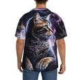 thumbnail image 3 of Sikiie Purple Moon Cat Men's Wrinkle Free Untucked Cuban Shirt Business Casual Button Down Shirts Short Sleeve ShirtXX-Large, 3 of 5