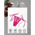 thumbnail image 4 of Aivtalk Lace Thongs Women's Side Tie Adjustable G-String Ladies See Through Underwear with Bowknot Low Rise Wavy Panty for Valentine's Day M Rose Red, 4 of 5