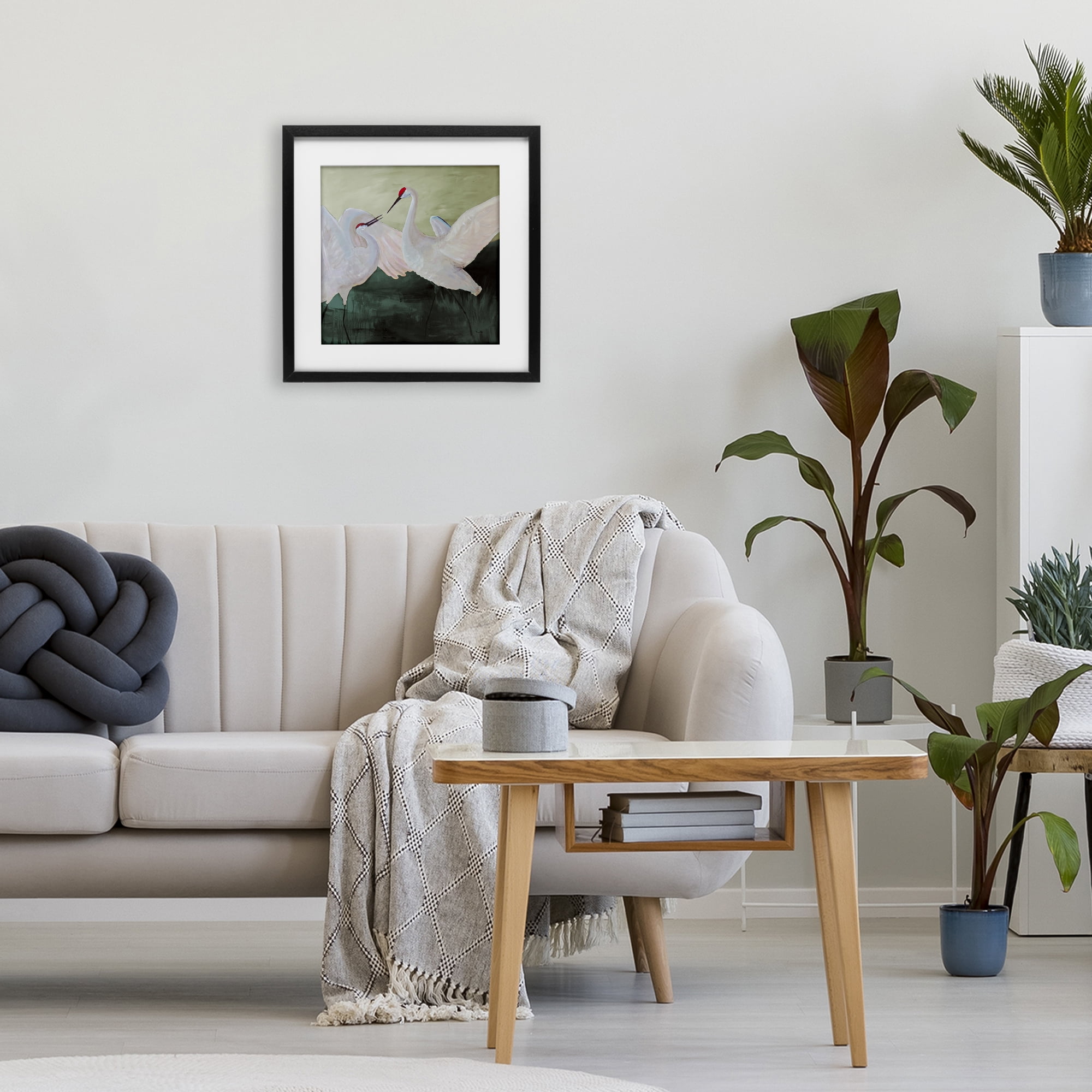 Stupell Industries White Sandhill Cranes Black Framed Print Under Glass, design by Robin Maria