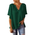 thumbnail image 3 of Blusa Nikou de manga corta con Cuello en V para mujer, 3 of 6