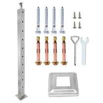 304 Stainless Steel Cable Railing Post, 36"x2"x2" Railing Post, Silver Color Perforated Railing Post