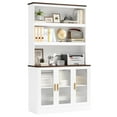 thumbnail image 5 of Homfa 73" Tall Bookcase with Door, 5-tier Bookshelf with Counter Top, Printer Stand for Home Office Living Room, White Oak, 5 of 10