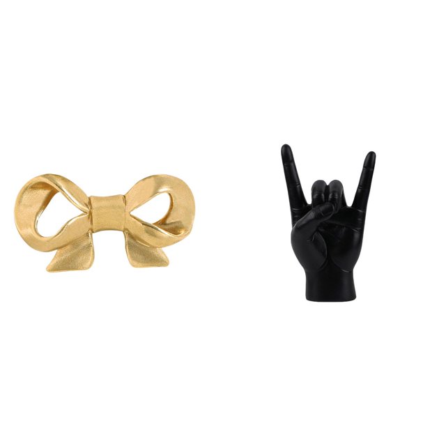 Tirador de latón con forma de lazo para muebles, estatua con gesto de roca, escultura creativa moderna de resina para estantes, ideal para decoración