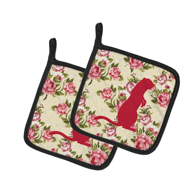 ""Caroline'S Treasures Suricata Shabby Chic Rosas Amarillas Par De Agarraderas Bb1118-Rs-Yw-Pthd 7.5Hx7.5W Multicolor""