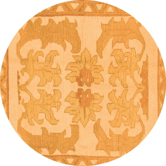 Ahgly Company Indoor Round Abstract Orange Modern Area Rugs, 3' Round