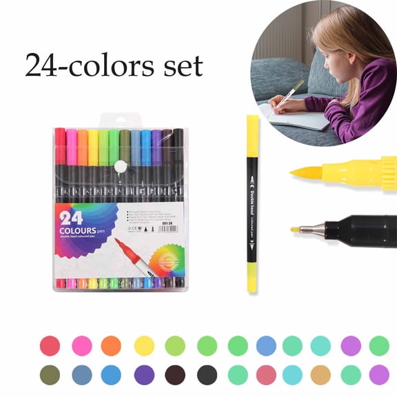 FEOLGEHLY Alcohol Art Markers Set of 24, Dual Tip Fine & Chisel Tip Sketch Permanent Markers, Low Odor Drawing Marker with Colorless Blender & Storage Case for Illustration Design