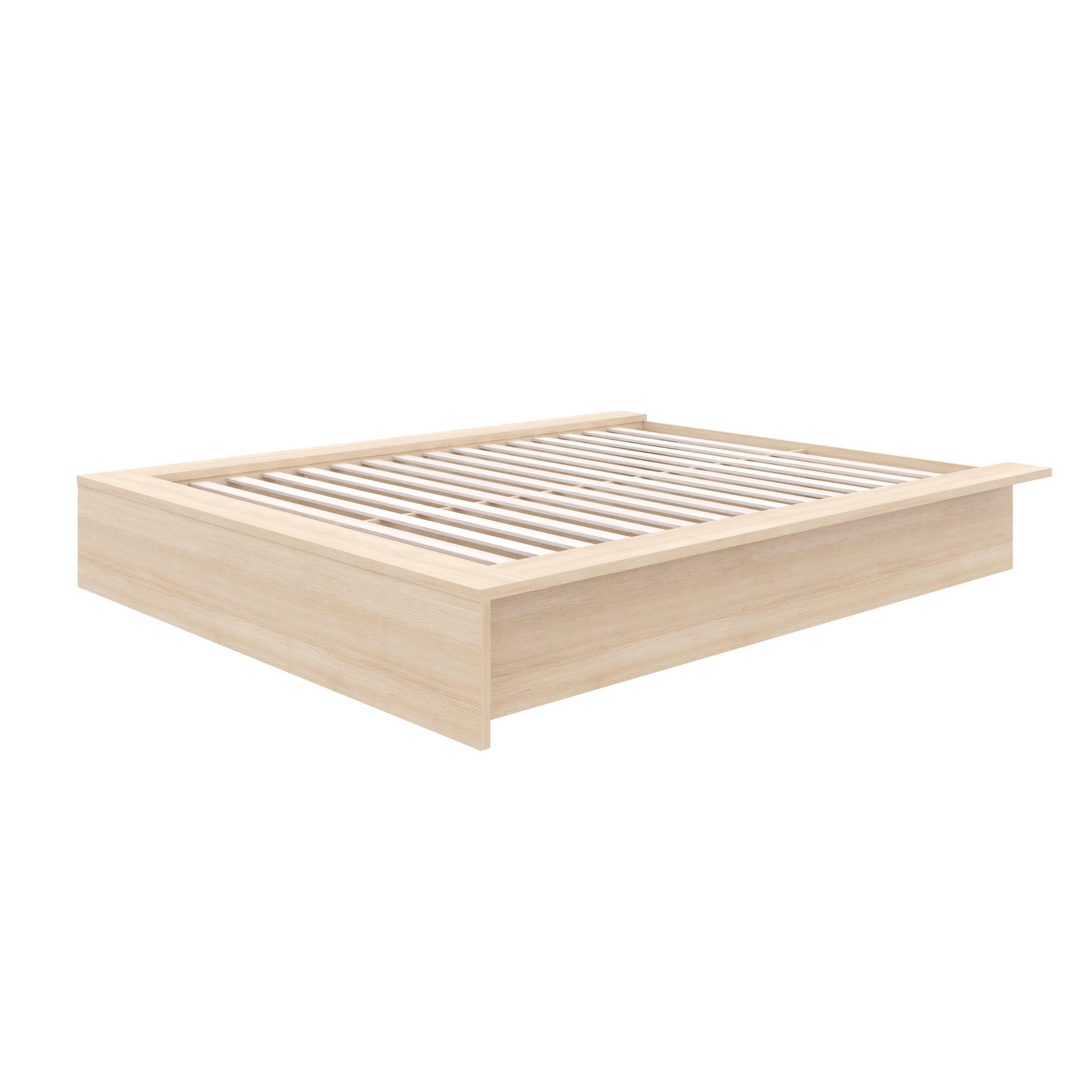 Nexera James Queen Size Platform Wood Bed Frame, Natural Blonde Oak