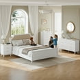thumbnail image 4 of Aufeile 4 Piece Boho Dresser Set for Bedroom, 6 Drawer Dresser, 5 Drawer Tall Dresser & 2 Nightstands with 3 Drawers & USB Charging, Fluted Wood Bedroom Furniture Set, White, 4 of 18