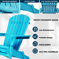 thumbnail image 4 of Wooden Outdoor Folding Adirondack Chairs Set of 2 with Pre-Assembled BackRest, Wood Lounge Patio Chair for Garden, Lawn, Backyard, Deck and Pool, Light Blue, 4 of 7