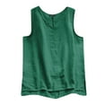 thumbnail image 3 of SNKSDGM Female Linen Tank Tops for Women Loose fit Spaghetti Strap Tank Top Pack Crop Women Summer Tank Loose Pleated Button Square Neck Sleeveless Top Curved Hem Flowy S, 3 of 4