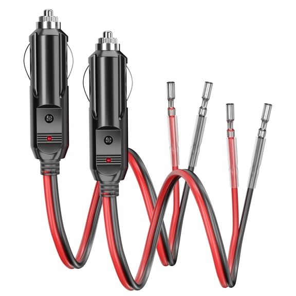 LujingZ 2 Pack 12V Fused Cigarette Lighter Male Plug with LED Indicator, 6A Fuse, 16AWG Wire, 1Ft Cord, Replacement Cigarette Lighter Adapter Socket Compatible with Car Truck RV DC 12V Devices