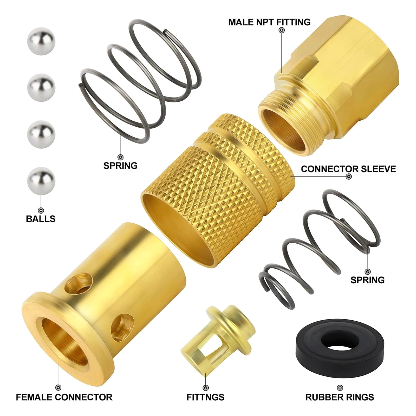 1/4inch Brass Female Air Hose Fittings Air Compressor Connectors Pack of 12 for Secure Connection in Industrial Setting