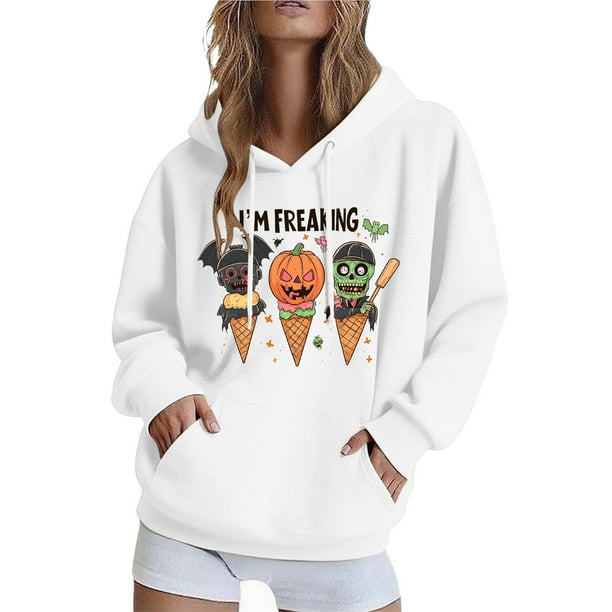 Ailaofu Womens Halloween Sweatshirt Cute Graphic Crewneck Pullover Printed Long Sleeve Fall Outfits Sweatshirts